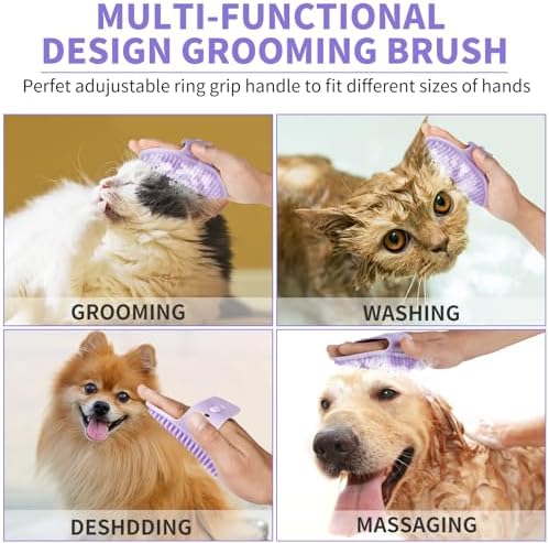 Professional 7 in 1 Dog Paw Cleaner for Dogs & Cats - Includes 1 Portable Paw Washer, 1 Bath Brush, 2 Dog Toothbrushes and 3 Absorbent Towels Note: Fits Paws up to 2 Inches Wide (Small, Purple)