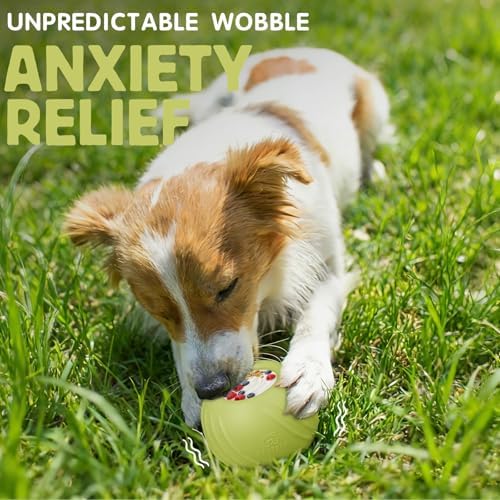 Long-Lasting Dog Lick Toy, Wobbly Dog Enrichment Lick Bowl to Keep Dogs Busy, Interactive Stuffable Dog Treat Feeder for Boredom, Silicone Treat Dispensing Chew Toy(Green,M)
