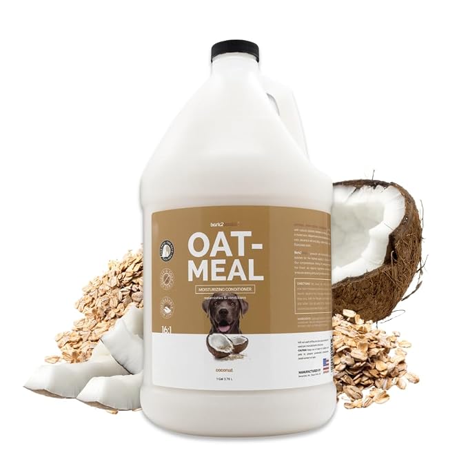Bark2Basics Oatmeal Dog Conditioner for Itchy Skin Relief, 1 Gallon, 16:1 | 16:1 Concentrate, Colloidal Oatmeal Soothes Sensitive Skin, Hydrating Moisturizing Pet Wash, Groomer Grade, Coconut Fragrance