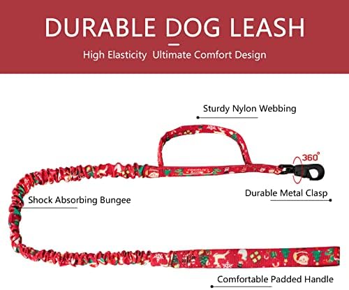 DAGANXI Tactical Dog Collar, Adjustable Military Training Nylon Dog Collar with Control Handle and Heavy Metal Buckle for Medium and Large Dogs, with Patches and Airtags Case (L, Christmas red-Set)