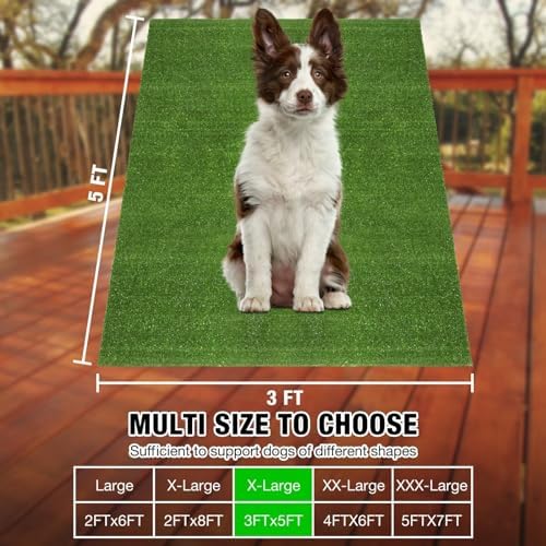 GLOBREEN Fake Grass Pee Pads for Dogs Potty - 3FTx5FT Reusable Turf Rug