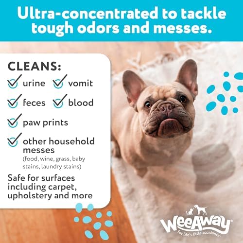 Wee Away X2 Dog Urine Stain & Odor Remover – Double Strength Enzyme Spot Cleaner for Dog Pee, Marking & Odor Removal – Carpet, Furniture & Bedding, Non-Toxic, 16oz