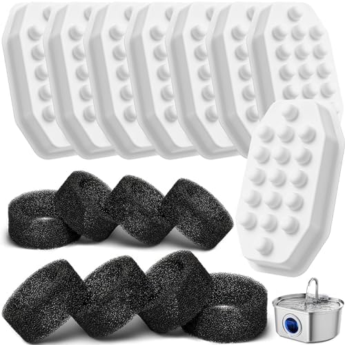 Neareal Official Cat Water Fountain Filters Replacement & Pre-Filter Sponges for 3.2L/108oz Automatic Pet Fountain Dog Water Fountain