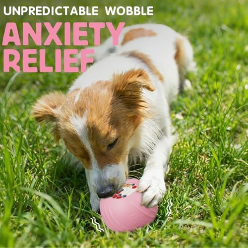 Long-Lasting Dog Lick Toy, Wobbly Dog Enrichment Lick Bowl to Keep Dogs Busy, Interactive Stuffable Dog Treat Feeder for Boredom, Silicone Treat Dispensing Chew Toy(Pink,L)