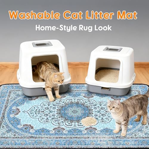 PatiencET Washable Pee Pads for Dogs Cat Litter Mat 24'' x 36" Super Absorbent Leakproof Reusable Puppy Pads 2 Pcs Puppy Training Pad with Non-Slip Bottom for Potty Whelping Playpen Crate Boho Blue