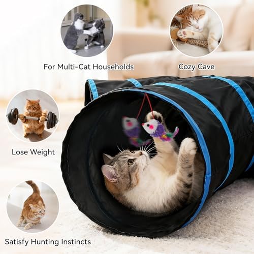 Joytale Cat Tunnel for Multiple Cats, 5-Way Indoor Tube Toy to Chase & Hide