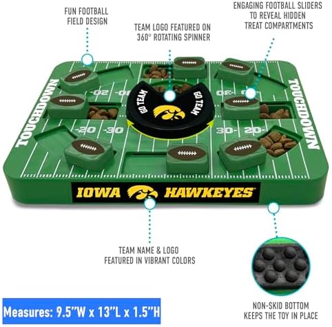 Pets First NCAA Iowa Large Puzzle Toy, Interactive Treat Toy for Dogs, Slow Feeding Toy, New Large Size