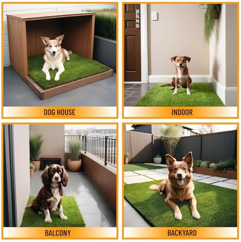 Ottomanson Artificial Grass Puppy Potty Training Pad with Tray, 15" x 30" Reusable Pee Pad for Small Pets and Dogs
