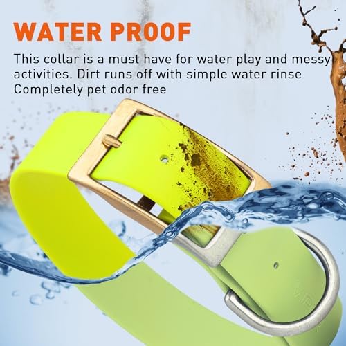 Viper Biothane Heavy Duty Waterproof Dog Collar Strong Coated Nylon Webbing w/Solid Brass Hardware Odor-Proof Easy to Clean High Performance Fits Small Medium or Large Dogs, Safety Yellow
