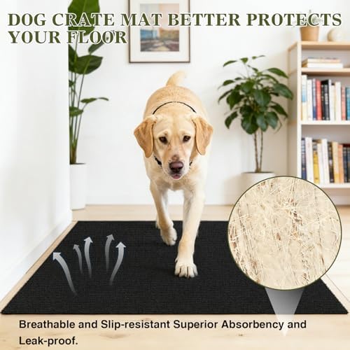 Mat for Under Dog Crate Washable Dog Crate Mat Pet Mats for Floor Waterproof Dog Mat Non-Slip Pads for Kennel Training Protect Floors (59" x 47" x 0.22")