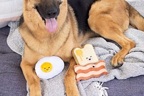 Pearhead Breakfast Dog Toy Set - 3-Piece Bunch Food Theme (Egg