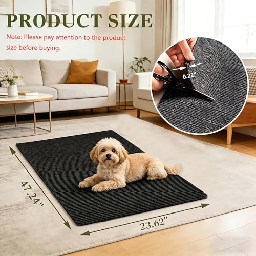 Mat for Under Dog Crate Washable Dog Crate Mat Pet Mats for Floor Waterproof Dog Mat Non-Slip Pads for Kennel Training Protect Floors (47" x 24" x 0.22")