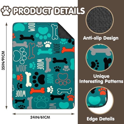 2PC Washable Dog Pee Pads, Non-Slip Reusable Absorbent Mat 35x24in