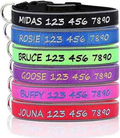 Personalized Dog Collar, Custom Embroidered with Pet Name and Phone Number