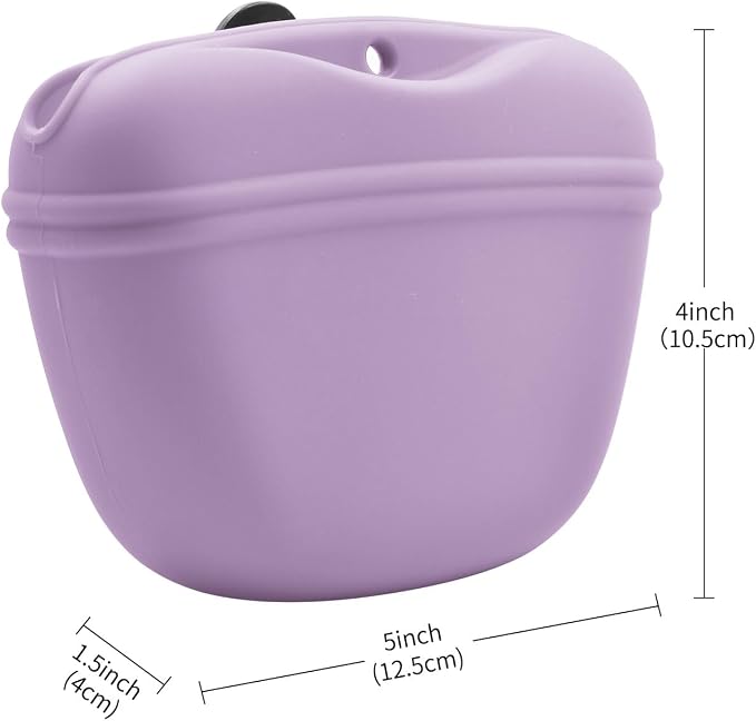 AUDWUD Silicone Dog Treat Pouch with Clicker Magnetic Closure Secure Clip | Upgraded clip keeps your treat pouch secure during training.Magnetic closure allows fast one hand access.Includes dog click