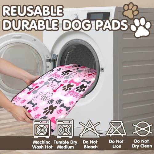 2PC Pink Pet Pee Pads, Washable Absorbent Non-Slip Mat 35x24in