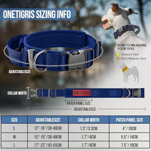 OneTigris Tough Tactical Dog Collar for Small Dogs with Handle Blue S