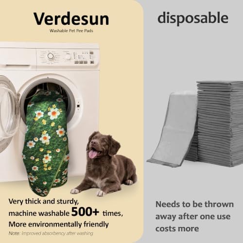 Washable Pee Pads for Dogs, Reusable Puppy Potty Training Pads, Ultra-Absorbent Thick Waterproof Leak-Proof Non-Slip Pads & Mat for Crate, Playpen, Floor, Whelping & Housebreaking , 2 Pack 18"x24"