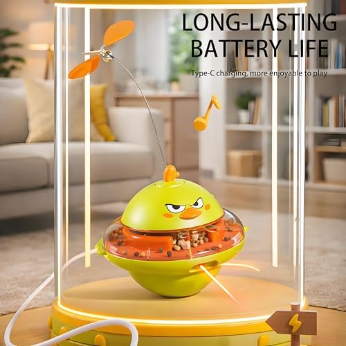 Interactive Cat Toy for Indoor Cats with Laser, Feather&Treat Dispenser