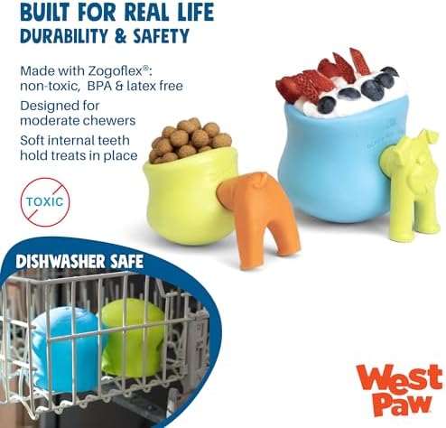 WEST PAW Zogoflex Toppl Interactive Treat Dispensing Puzzle Dog Toy for Mental Stimulation & Enrichment-Holds Kibble & Treats-Lickable, Freezable & Dishwasher Safe-Made in USA-Small-River