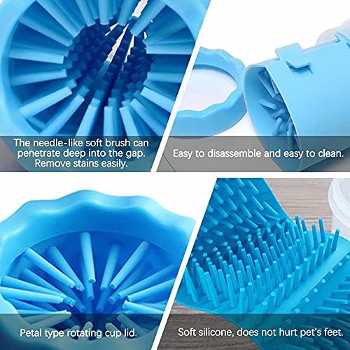 LZYMSZ Pet Foot Washer, Portable Dog Paw Brush Cup, Soft Silicone Outdoor Brush Cup with Towel for Dirty and Muddy Paws, Cat & Dog Bath & Grooming(Blue)