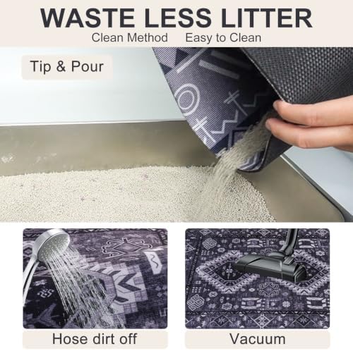 BEAUTYZOO Cat Litter Mat, 28" x 36" Large Litter Trapping Mat, Waterproof