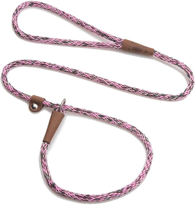Mendota Pet Slip Leash - Dog Lead and Collar Combo - Made in The USA - Pink Camo, 3/8 in x 6 ft - for Small/Medium Breeds
