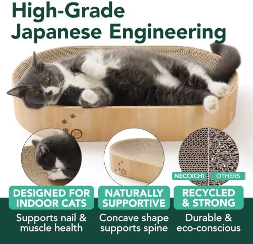 Necoichi Cat Scratcher Bowl Capsule for Indoor Cats - Cat Scratching Lounger with Reversible Usability and Extra Comfort for Lounge, Cardboard Bed Couch