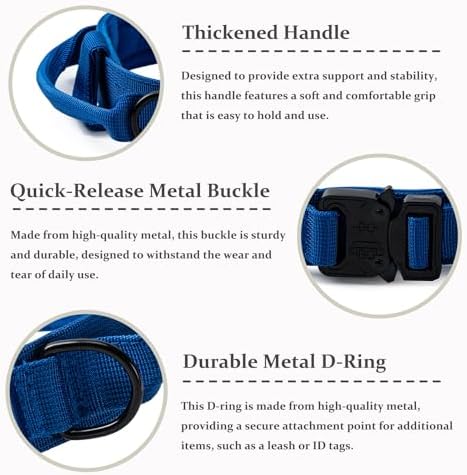 Tactical Dog Collar, Adjustable Military Training Nylon Collar, Dark Blue M