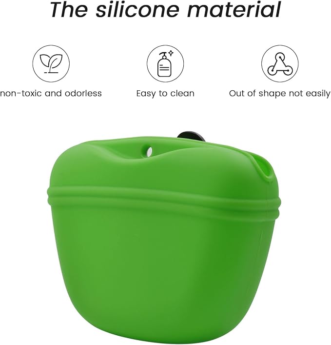 AUDWUD Silicone Dog Treat Pouch with Clicker Magnetic Closure Secure Clip | Upgraded clip keeps your treat pouch secure during training.Magnetic closure allows fast one hand access.Includes dog click