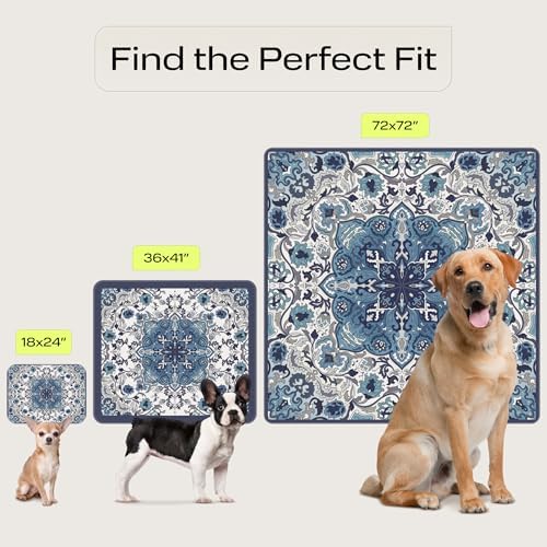 PetSpy Washable Pee Pads for Dogs 1-pack (72x72) - Waterproof Reusable Puppy Pads No-slip Surface - Stylish Dog Potty Training Pads Protect Against Leakage Small Medium Large Dogs, Ornament