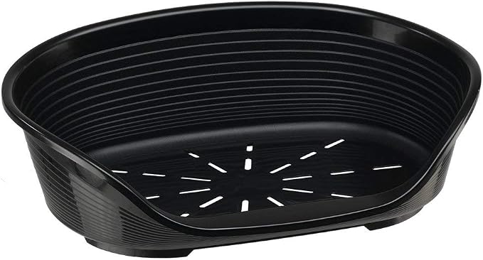 Ferplast Cat Bed, Plastic Dog Bed Small, Ventilation Holes and Non-Slip Rubber Feet for Added Stability 49 x 36 x h. 17.5 cm. Black