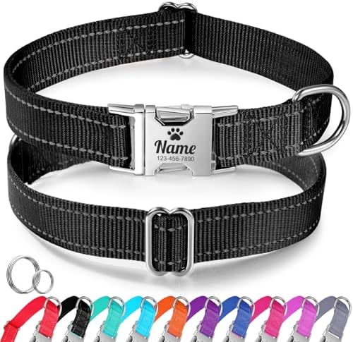 Silent Dog Collar Personalized with Name Phone Number Laser Engraved
