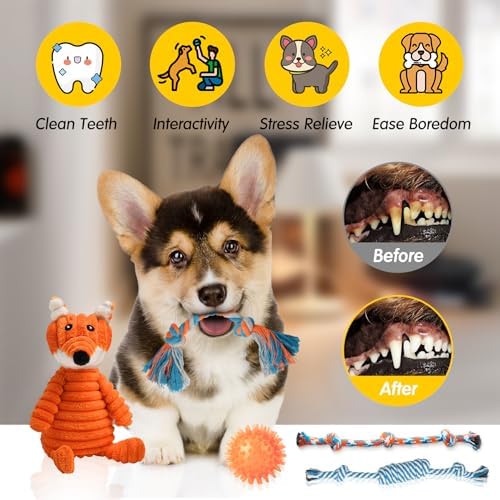 Zeaxuie 14 Pack Puppy Toys for Teething Small Dogs, Puppy Chew Toys with Cute Squeaky Dog Toys, Ball and More Rope Dog Chew Toys
