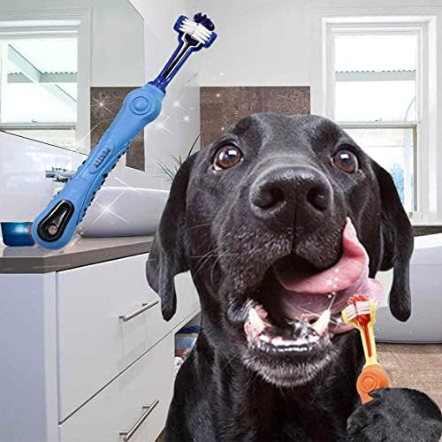 Orgrimmar 4 Pcs 3-Sided Pet Toothbrush Dog Cat Mouth Dental Teeth Care