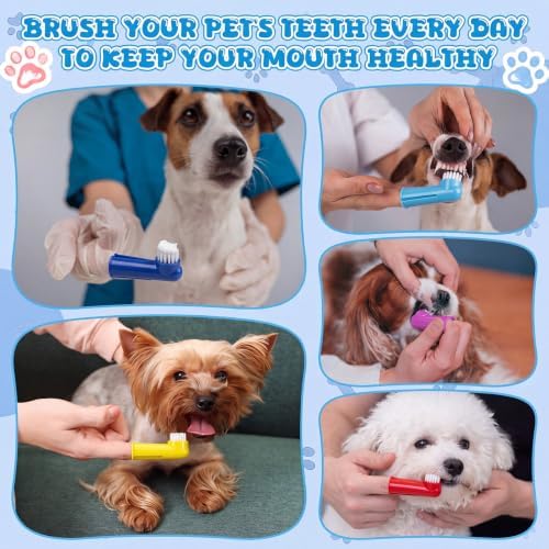 Nuenen 150 Pcs Finger Dog Toothbrushes, Soft-Bristle Pet Dental Brushes