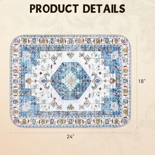 Washable Pee Pads for Dogs, Stylish Absorbent Reusable Training Dog Pads, Non-Slip and Leak-Proof Puppy Pads, Potty Pads for Crates, Whelping, Playpen, Bed and Floors (Blue Medallion, 18" x 24" 2PACK)