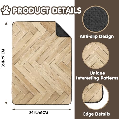 2PC Reusable Wood Pattern Mat, Washable Non-Slip Dog Pee Pads 35x24in