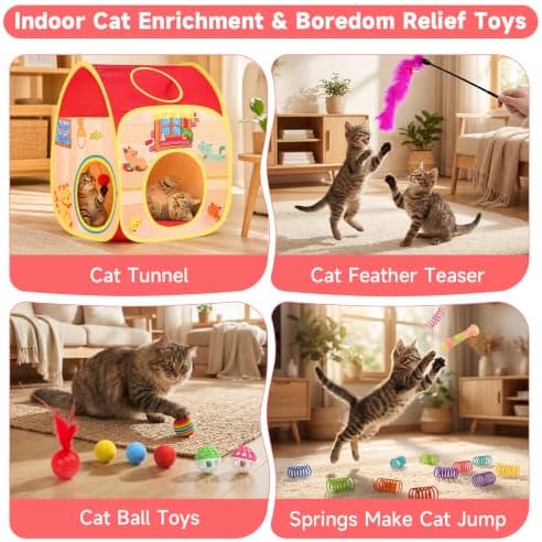 AILUKI 33PCS Cat Toys Variety Pack for Indoor Cats, Kitten Toys Cat Tunnel