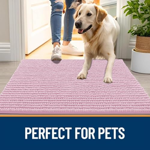 OLANLY Dog Door Mat for Muddy Paws 40x32, Extra Absorbent Chenille Mud Mat