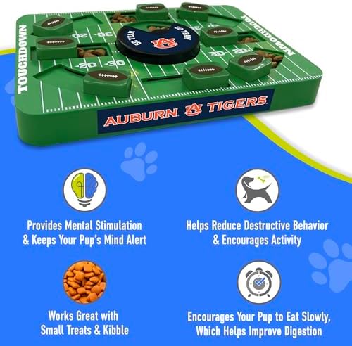 Pets First NCAA Auburn Large Puzzle Toy, New Size, Interactive Dog Treat & Slow Feeding Toy