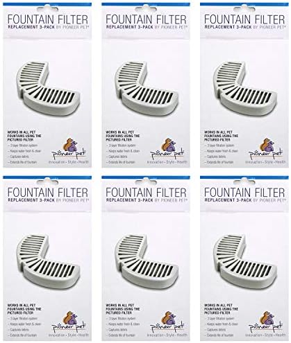 Pioneer Pet Replacement Filters for Ceramic & Stainless Steel Fountains, Raindrop Filters (18 filters)