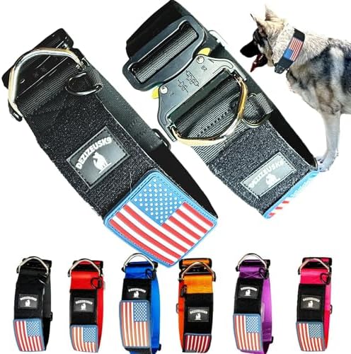 2" Wide Tactical Dog Collar Quick Release Metal Buckle D-Ring M-L-XL Dogs