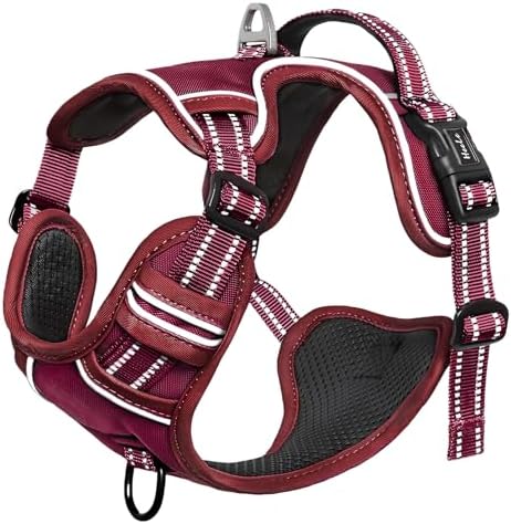 HEELE Dog Harness for Large Dogs No Pull Dog Vest Harness for Large Dog with Soft Padded Handle Reflective for Outdoor Training, Burgundy Red, XL