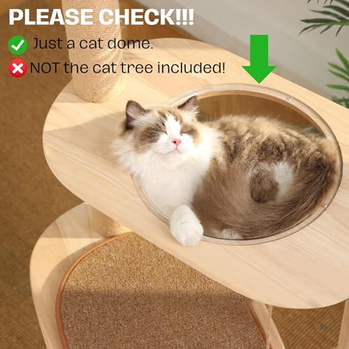 11.8" Acrylic Dome Clear Plastic Pet Cat Bubble Window Capsule Space Cover, Transparent Furniture Replacement for Nest Bed Hammock Catching Tree Shelves Window Perch Accessories, Cat Tree Not Included
