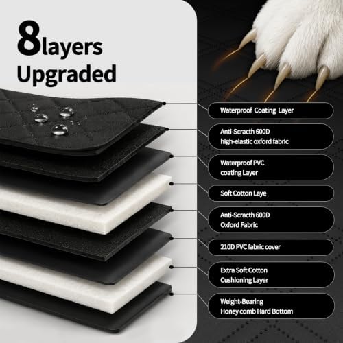Upgraded Dog Car Seat Cover for Back Seat, Hard Bottom Seat Extender