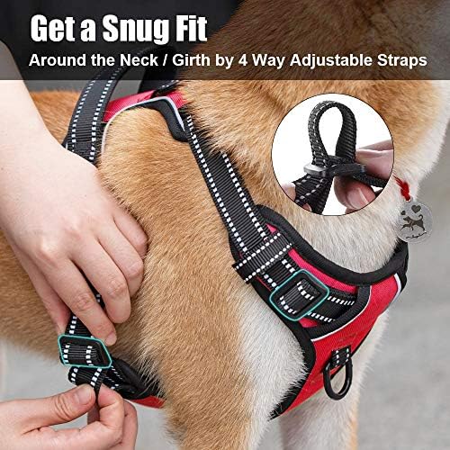 PoyPet No Pull Dog Harness Medium, Reflective Vest with Front Clip & Handle