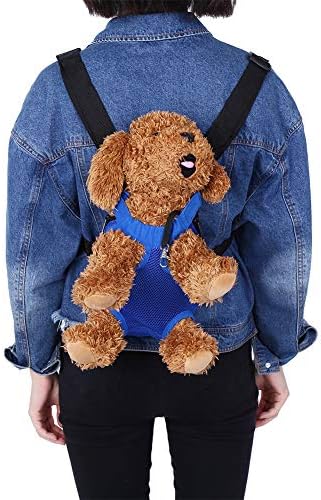 Pet Backpack, Fashionable Dog Five Holes Front Chest Tote Carrier Net Bag(Dark Blue S)