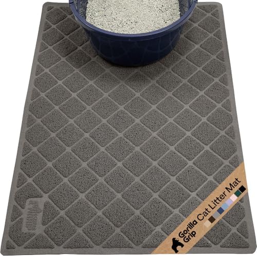 GORILLA GRIP Cat Litter Box Mat, Coiled Mesh Trapping Mats, 30x20 Charcoal