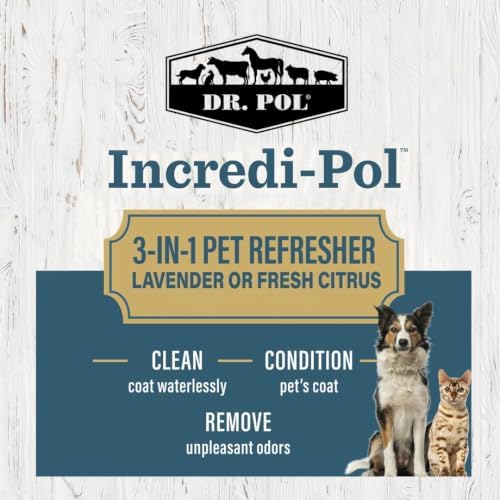Dr. Pol Incredi-Pol 3-in-1 Pet Refresher | Waterless Coat Cleaner & Conditioner | Pet Odor Eliminator | Fine Mist Spray for Dogs & Cats | Freshens, Cleans & Softens Fur | 3 oz | Fresh Citrus